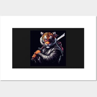 ninja tiger with a katana Posters and Art